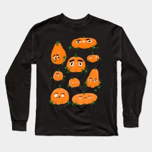 Pumpkin Heads - Halloween Spooky Illustration Long Sleeve T-Shirt